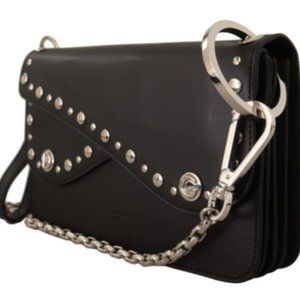 DOLCE & GABBANA Black Leather Shoulder Saddle Cross Body Bag